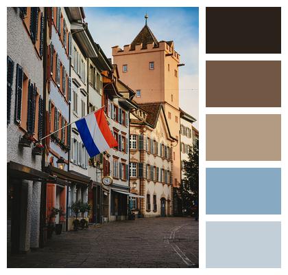 Alley Houses Flag Of The Netherlands Image